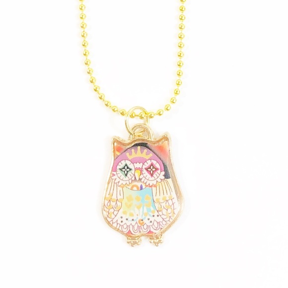 Owl Pendant Necklace 18" Color Gold New - Picture 2 of 7